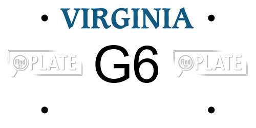 G6 Virginia License Plate