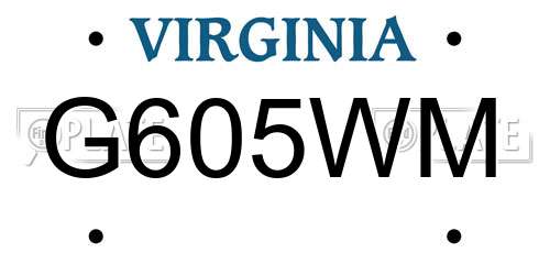 G605WM Virginia License Plate