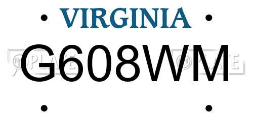 G608WM Virginia License Plate