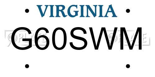 G60SWM Virginia License Plate