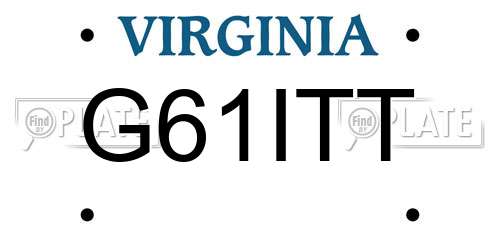 G61ITT Virginia License Plate