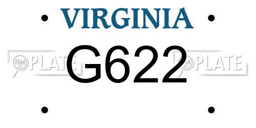 G622 Virginia License Plate