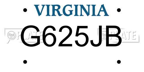 G625JB Virginia License Plate
