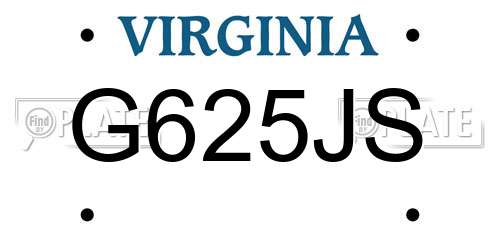 G625JS Virginia License Plate