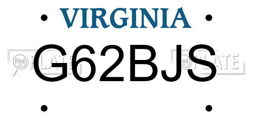 G62BJS Virginia License Plate