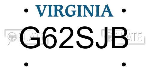 G62SJB Virginia License Plate