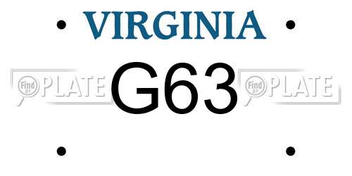 G63 Virginia License Plate