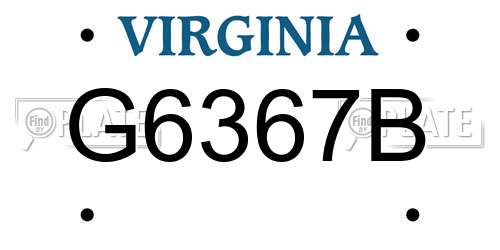 G6367B Virginia License Plate