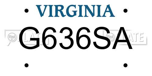 G636SA Virginia License Plate
