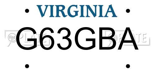 G63GBA Virginia License Plate