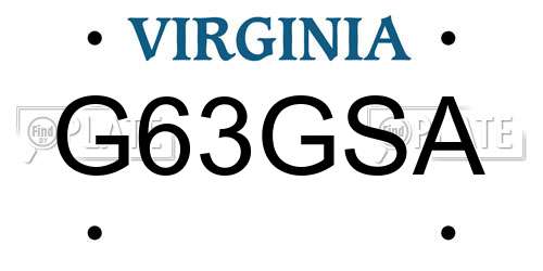 G63GSA Virginia License Plate