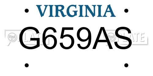 G659AS Virginia License Plate