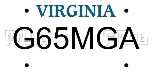 G65MGA Virginia License Plate