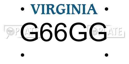 G66GG Virginia License Plate