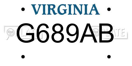 G689AB Virginia License Plate