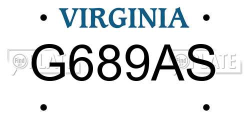 G689AS Virginia License Plate