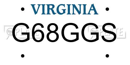 G68GGS Virginia License Plate