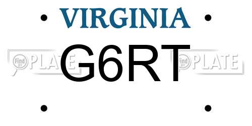 G6RT Virginia License Plate