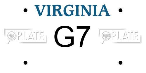 G7 Virginia License Plate