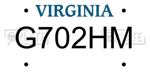 G702HM Virginia License Plate