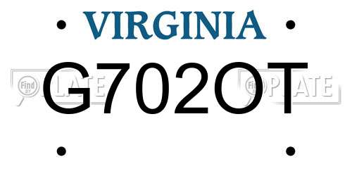 G702OT Virginia License Plate