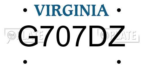 G707DZ Virginia License Plate