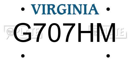 G707HM Virginia License Plate