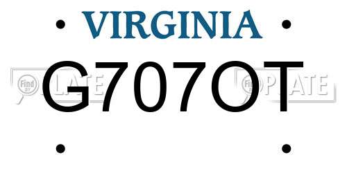 G707OT Virginia License Plate