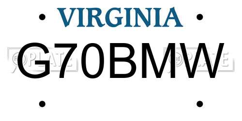 G70BMW Virginia License Plate