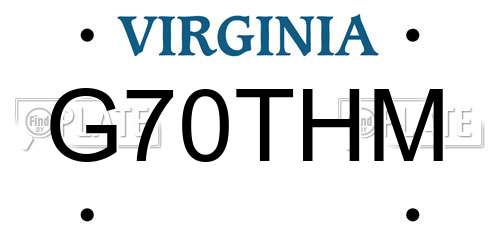G70THM Virginia License Plate