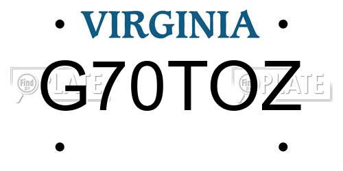 G70TOZ Virginia License Plate