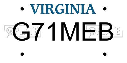 G71MEB Virginia License Plate