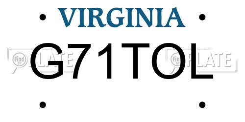 G71TOL Virginia License Plate