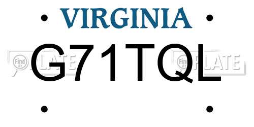 G71TQL Virginia License Plate