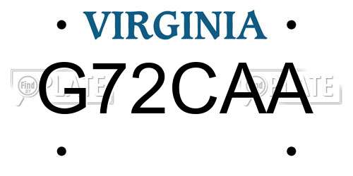 G72CAA Virginia License Plate