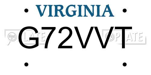 G72VVT Virginia License Plate