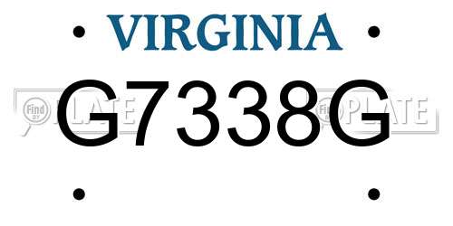 G7338G Virginia License Plate