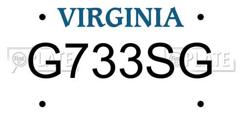 G733SG Virginia License Plate
