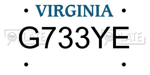 G733YE Virginia License Plate