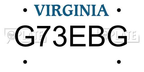 G73EBG Virginia License Plate