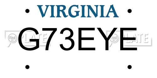 G73EYE Virginia License Plate