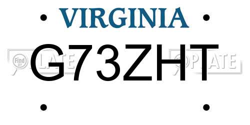 G73ZHT Virginia License Plate