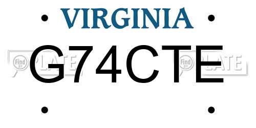 G74CTE Virginia License Plate