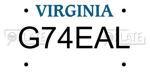 G74EAL Virginia License Plate