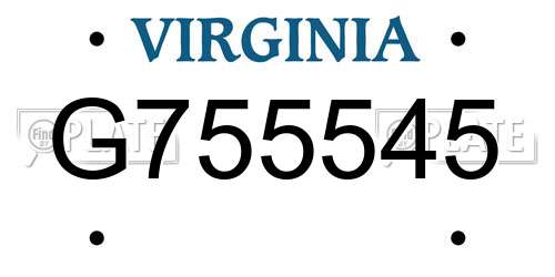 G755545 Virginia License Plate