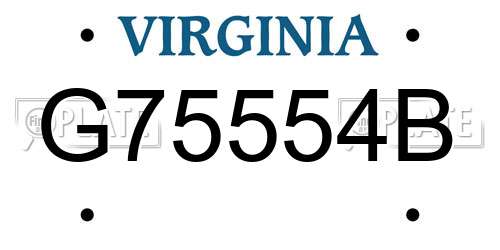 G75554B Virginia License Plate