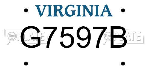 G7597B Virginia License Plate