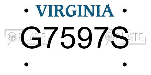 G7597S Virginia License Plate