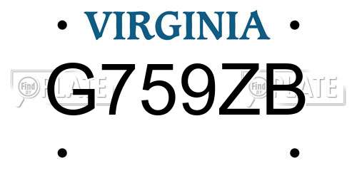 G759ZB Virginia License Plate
