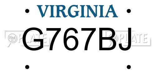 G767BJ Virginia License Plate
